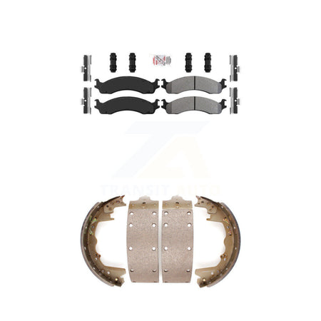 Front Semi-Metallic Disc Brake Pads And Rear Drum Shoes Kit For Dodge Ram 2500 Ford F-350 KNN-100234