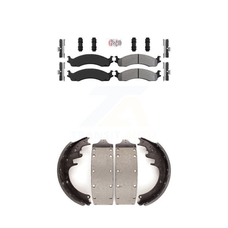 Front Semi-Metallic Disc Brake Pads And Rear Drum Shoes Kit For Dodge Ram 3500 Van KNN-100236