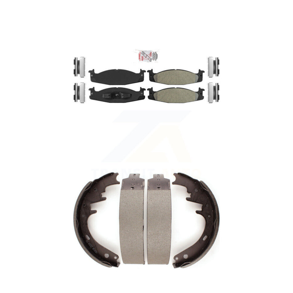 Front Semi-Metallic Disc Brake Pads And Rear Drum Shoes Kit For Ford F-150 Bronco E-150 KNN-100267