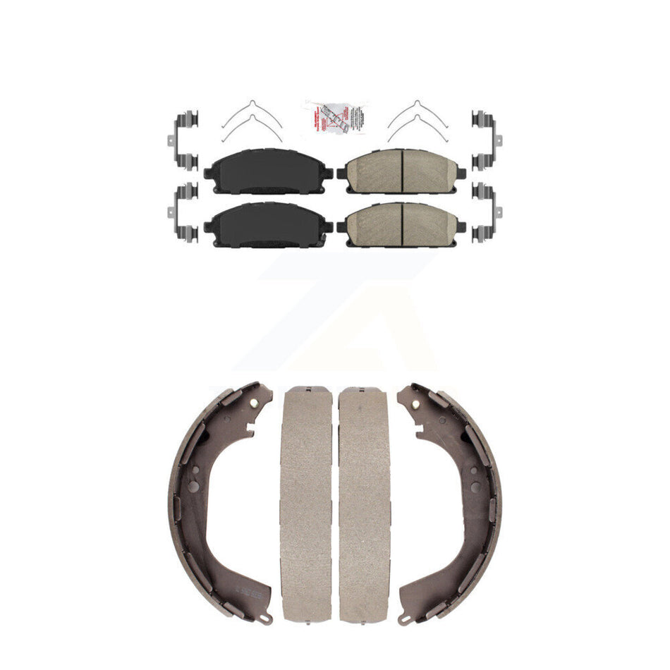 Front Ceramic Disc Brake Pads And Rear Drum Shoes Kit For Nissan Pathfinder INFINITI QX4 KNN-100279