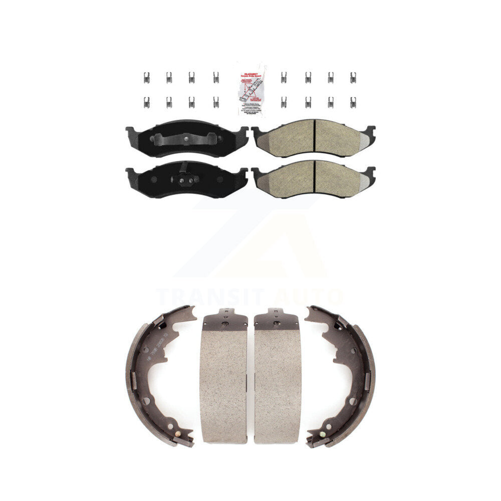 Front Semi-Metallic Disc Brake Pads And Rear Drum Shoes Kit For Jeep Wrangler Cherokee TJ KNN-100282