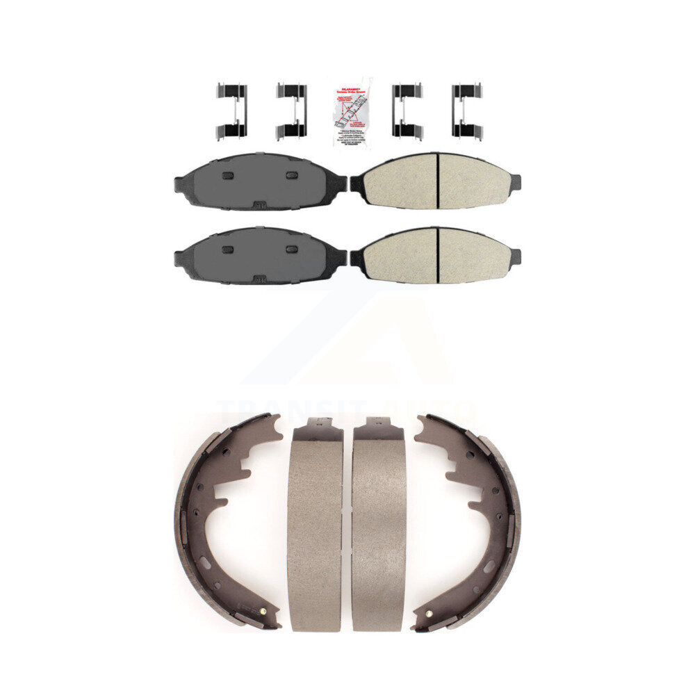 Front Semi-Metallic Disc Brake Pads And Rear Drum Shoes Kit For Lincoln Town Car KNN-100285