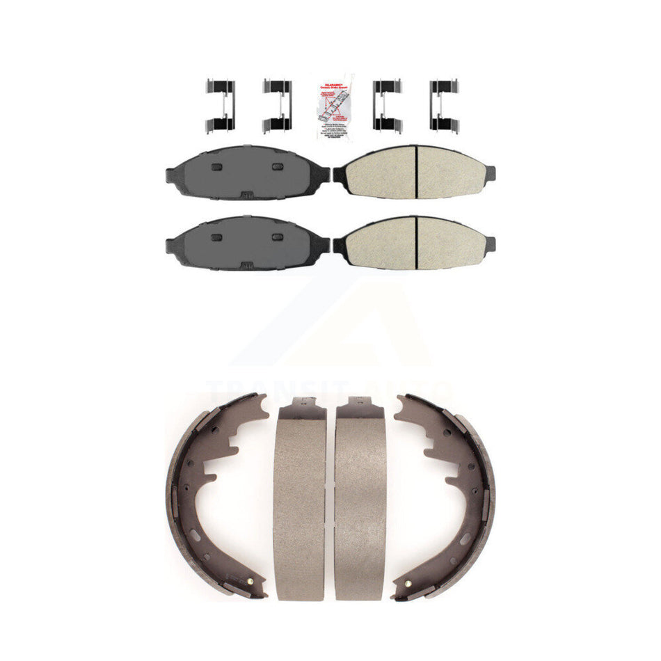 Front Semi-Metallic Disc Brake Pads And Rear Drum Shoes Kit For Lincoln Town Car KNN-100285