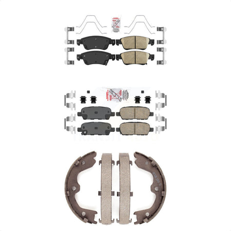 Front Rear Ceramic Disc Brake Pads And Parking Shoes Kit For INFINITI G37 G35 KNN-100306