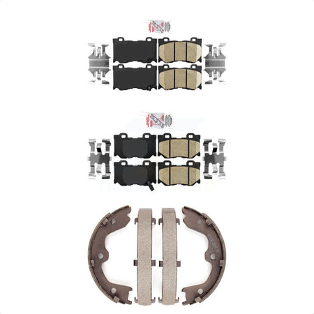 Front Rear Ceramic Disc Brake Pads And Parking Shoes Kit For INFINITI G37 KNN-100308