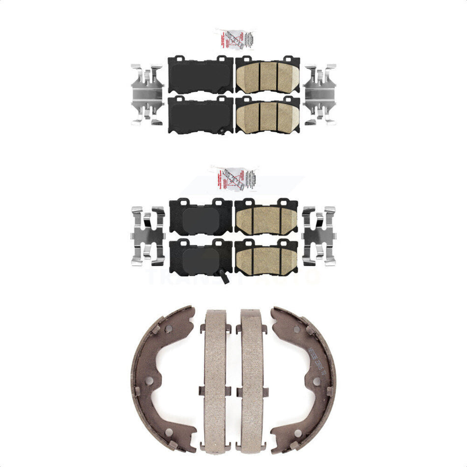 Front Rear Ceramic Disc Brake Pads And Parking Shoes Kit For INFINITI G37 KNN-100308