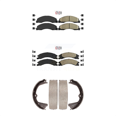 Front Rear Ceramic Disc Brake Pads And Parking Shoes Kit For Ford E-350 Super KNN-100323