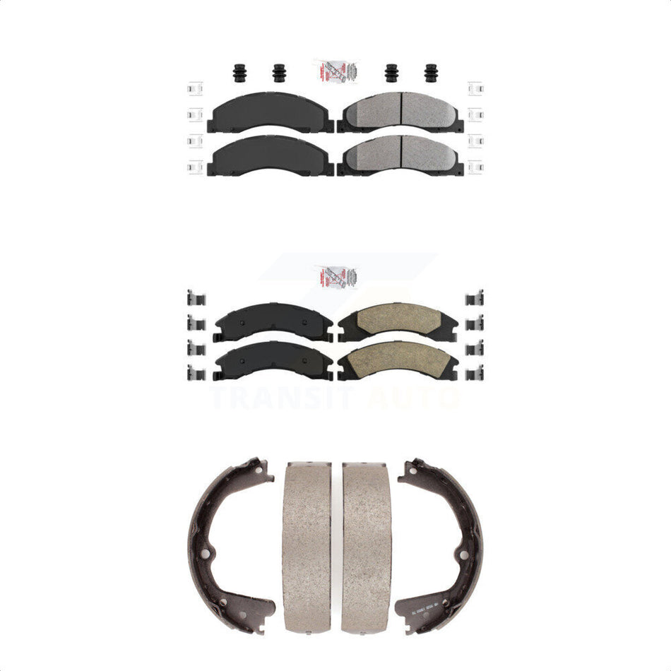 Front Semi-Metallic Rear Ceramic Disc Brake Pads And Parking Shoes Kit For KNN-100324