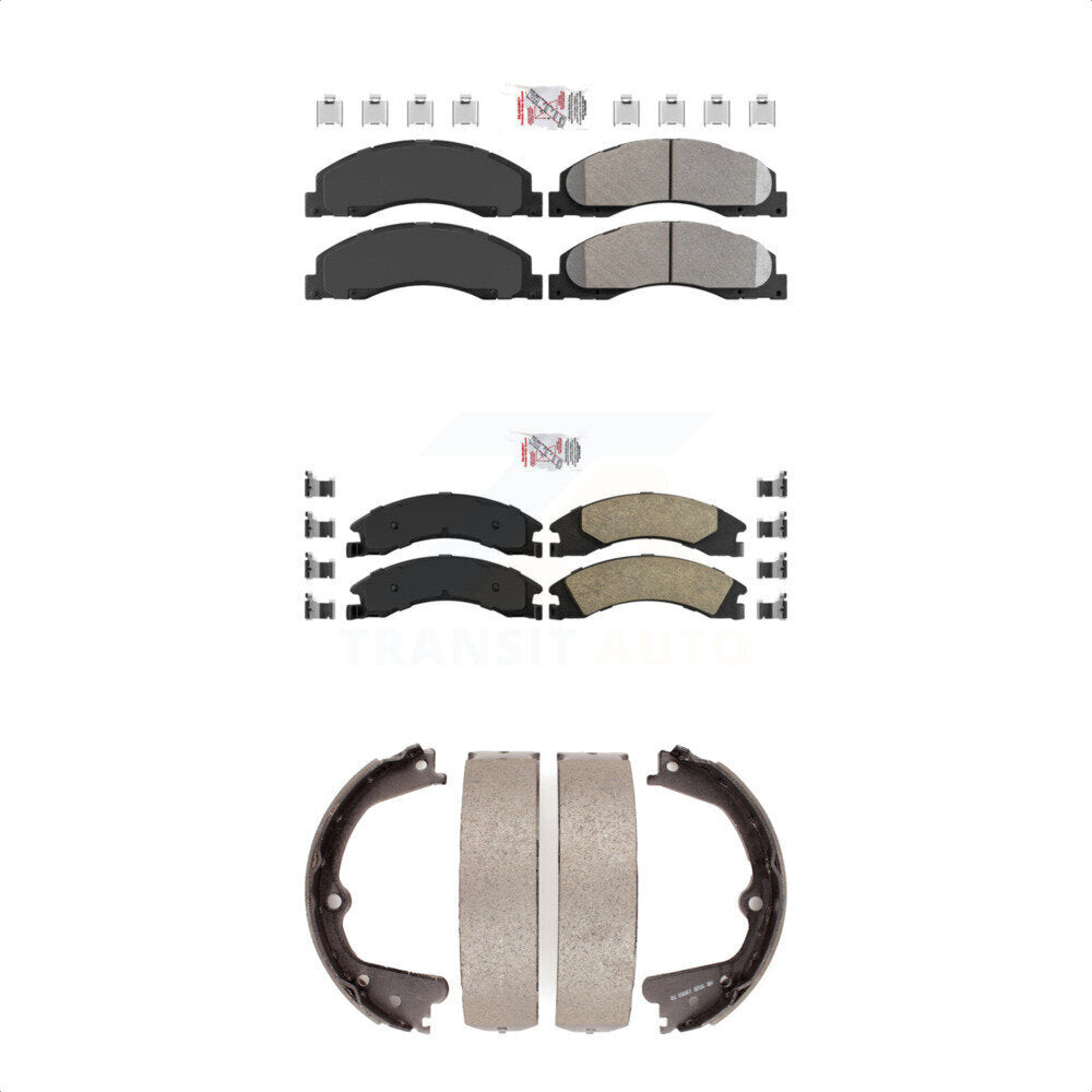 Front Semi-Metallic Rear Ceramic Disc Brake Pads And Parking Shoes Kit For KNN-100325