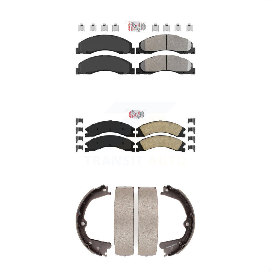 Front Semi-Metallic Rear Ceramic Disc Brake Pads And Parking Shoes Kit For KNN-100328