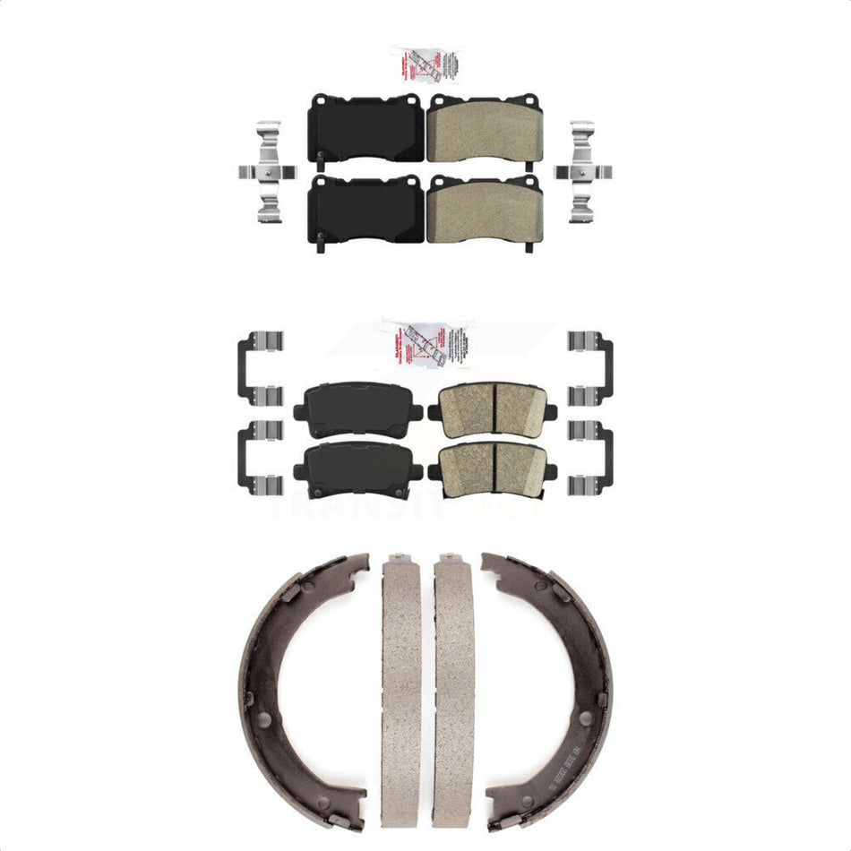 Front Semi-Metallic Rear Ceramic Disc Brake Pads And Parking Shoes Kit For KNN-100340