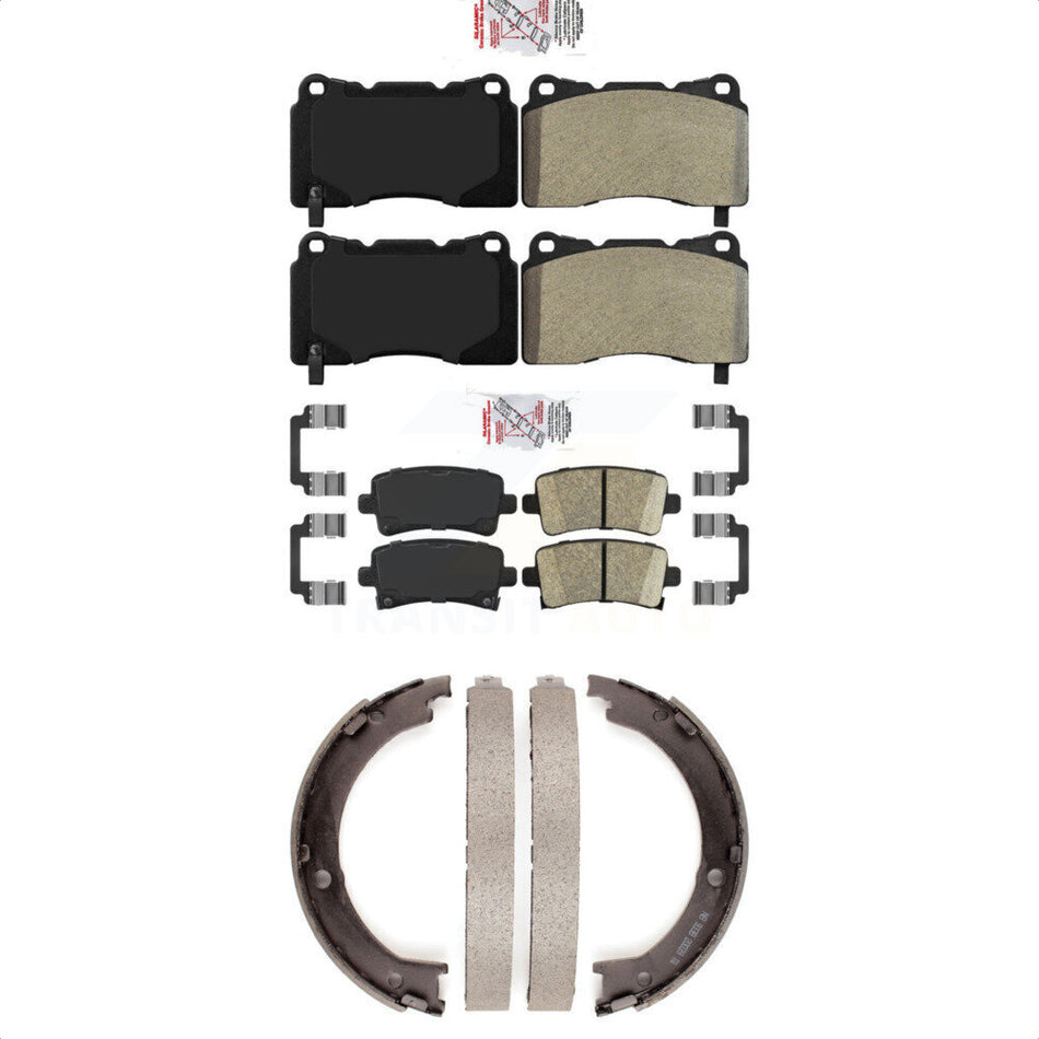 Front Semi-Metallic Rear Ceramic Disc Brake Pads And Parking Shoes Kit For KNN-100341