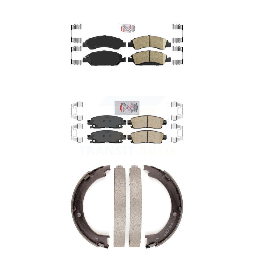 Front Rear Ceramic Disc Brake Pads And Parking Shoes Kit For Cadillac XTS KNN-100343