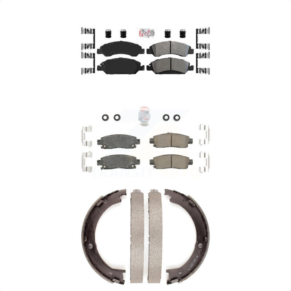 Front Semi-Metallic Rear Ceramic Disc Brake Pads And Parking Shoes Kit For KNN-100347