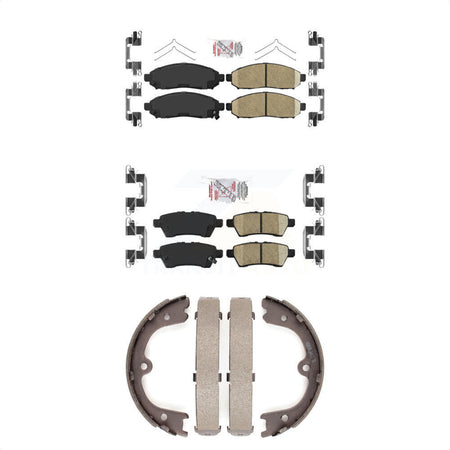 Front Rear Ceramic Disc Brake Pads And Parking Shoes Kit For Nissan Pathfinder KNN-100348