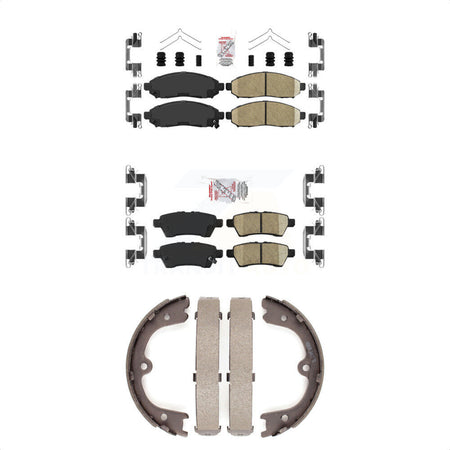 Front Rear Ceramic Disc Brake Pads And Parking Shoes Kit For Nissan Pathfinder KNN-100349