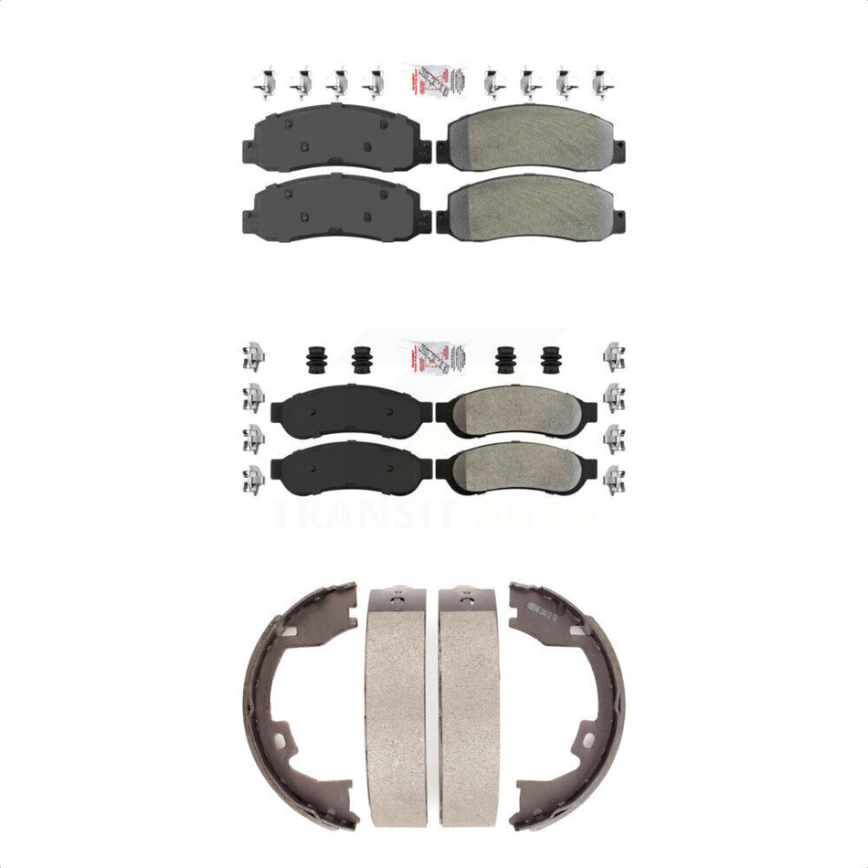 Front Rear Semi-Metallic Disc Brake Pads And Parking Shoes Kit For KNN-100351
