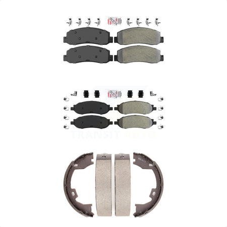 Front Rear Semi-Metallic Disc Brake Pads And Parking Shoes Kit For Ford F-350 KNN-100355