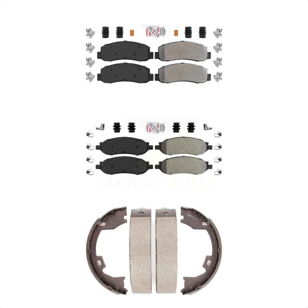 Front Rear Semi-Metallic Disc Brake Pads And Parking Shoes Kit For Ford F-350 KNN-100356