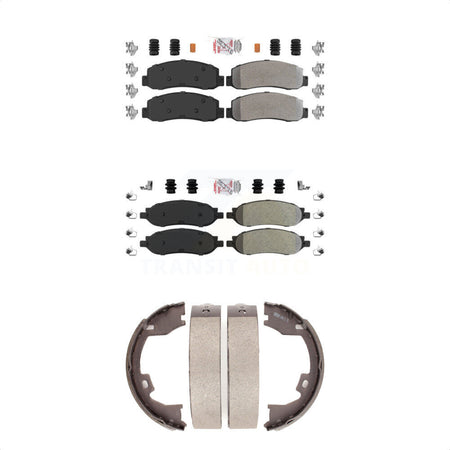 Front Rear Semi-Metallic Disc Brake Pads And Parking Shoes Kit For Ford F-350 KNN-100356