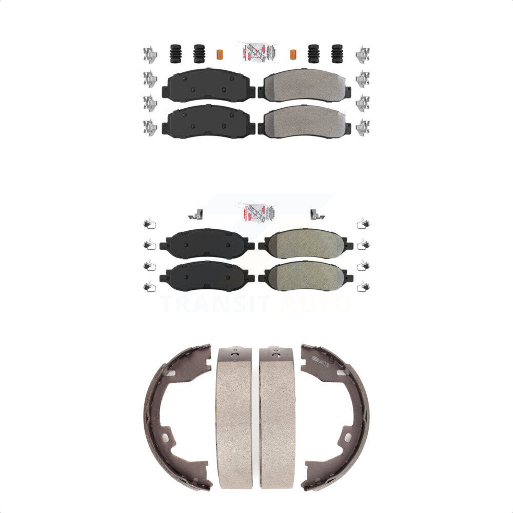 Front Rear Semi-Metallic Disc Brake Pads And Parking Shoes Kit For Ford F-350 KNN-100358
