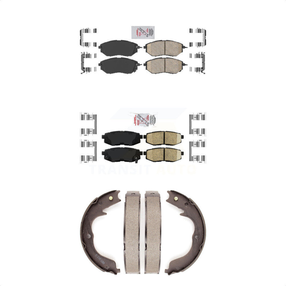 Front Rear Ceramic Disc Brake Pads And Parking Shoes Kit For Subaru Outback KNN-100373