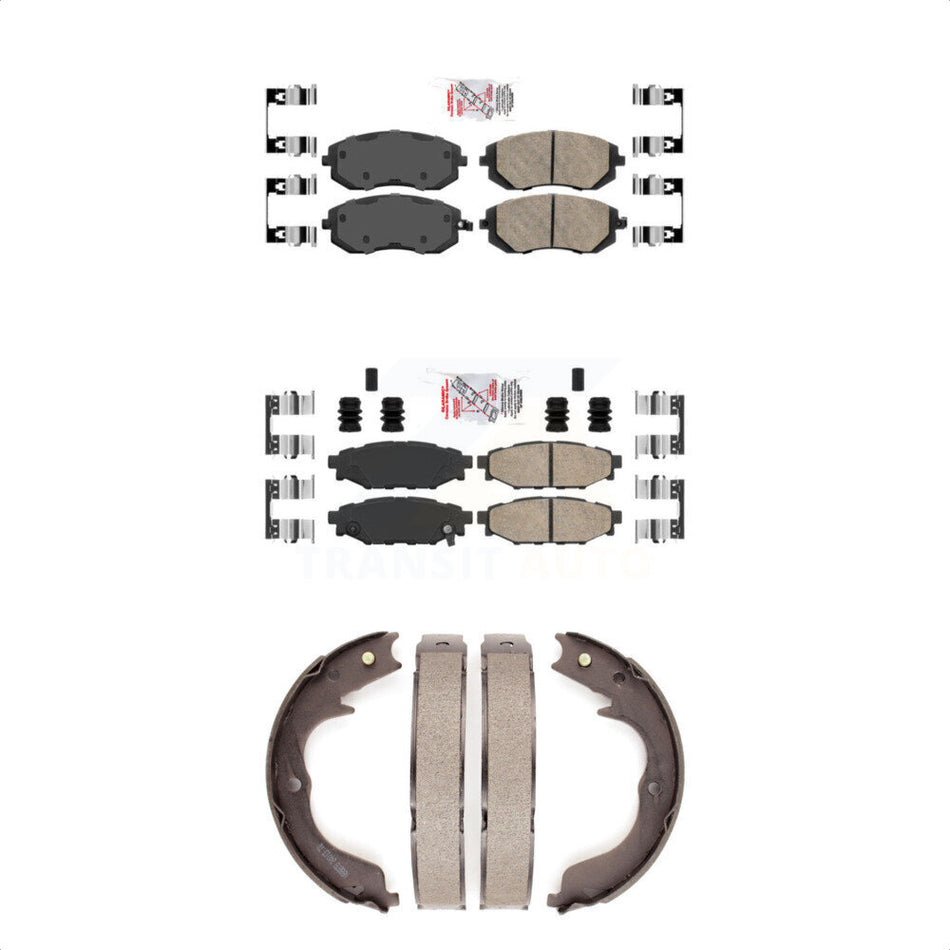Front Rear Ceramic Disc Brake Pads And Parking Shoes Kit For Subaru Outback KNN-100375