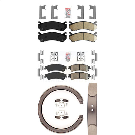 Front Rear Ceramic Disc Brake Pads And Parking Shoes Kit For Chevrolet GMC XL KNN-100387