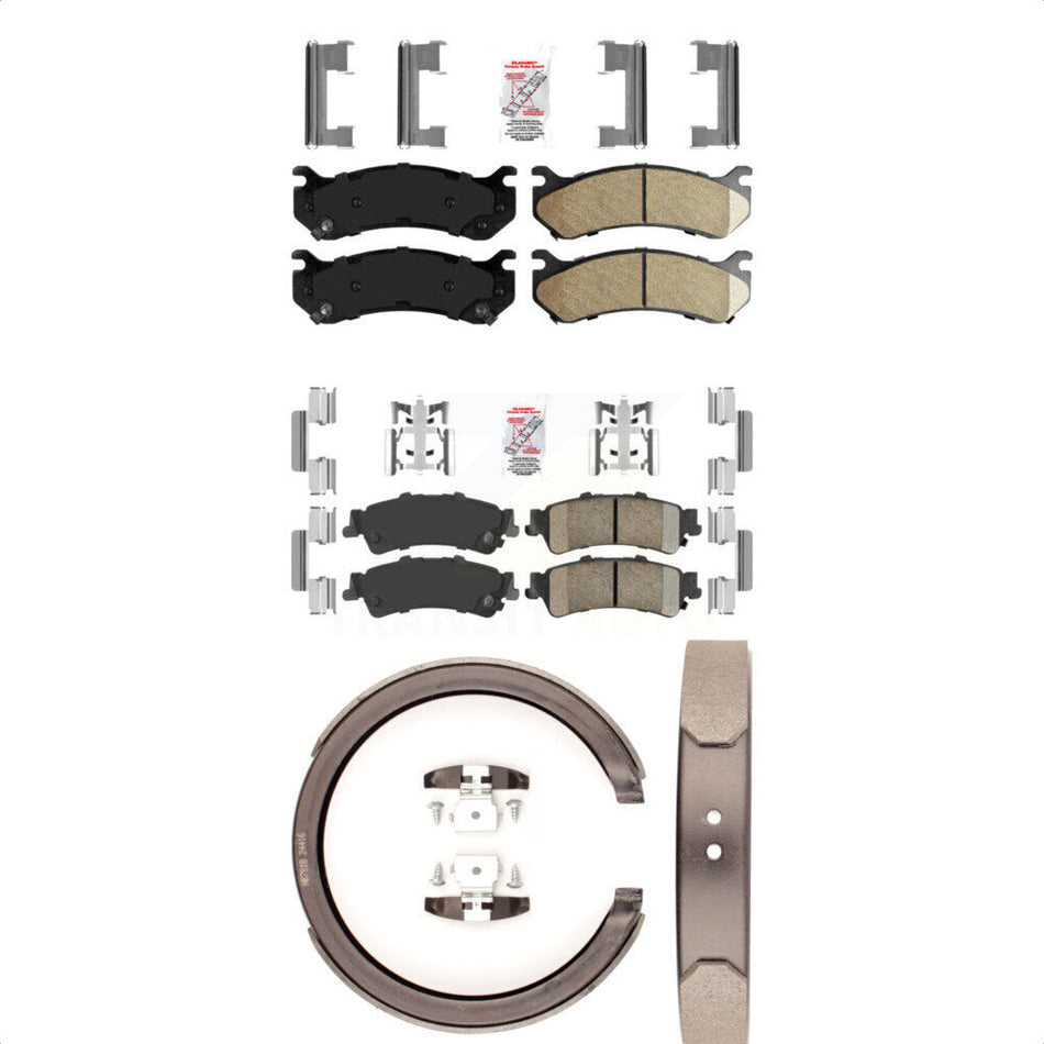 Front Rear Ceramic Disc Brake Pads And Parking Shoes Kit For Chevrolet GMC XL KNN-100387