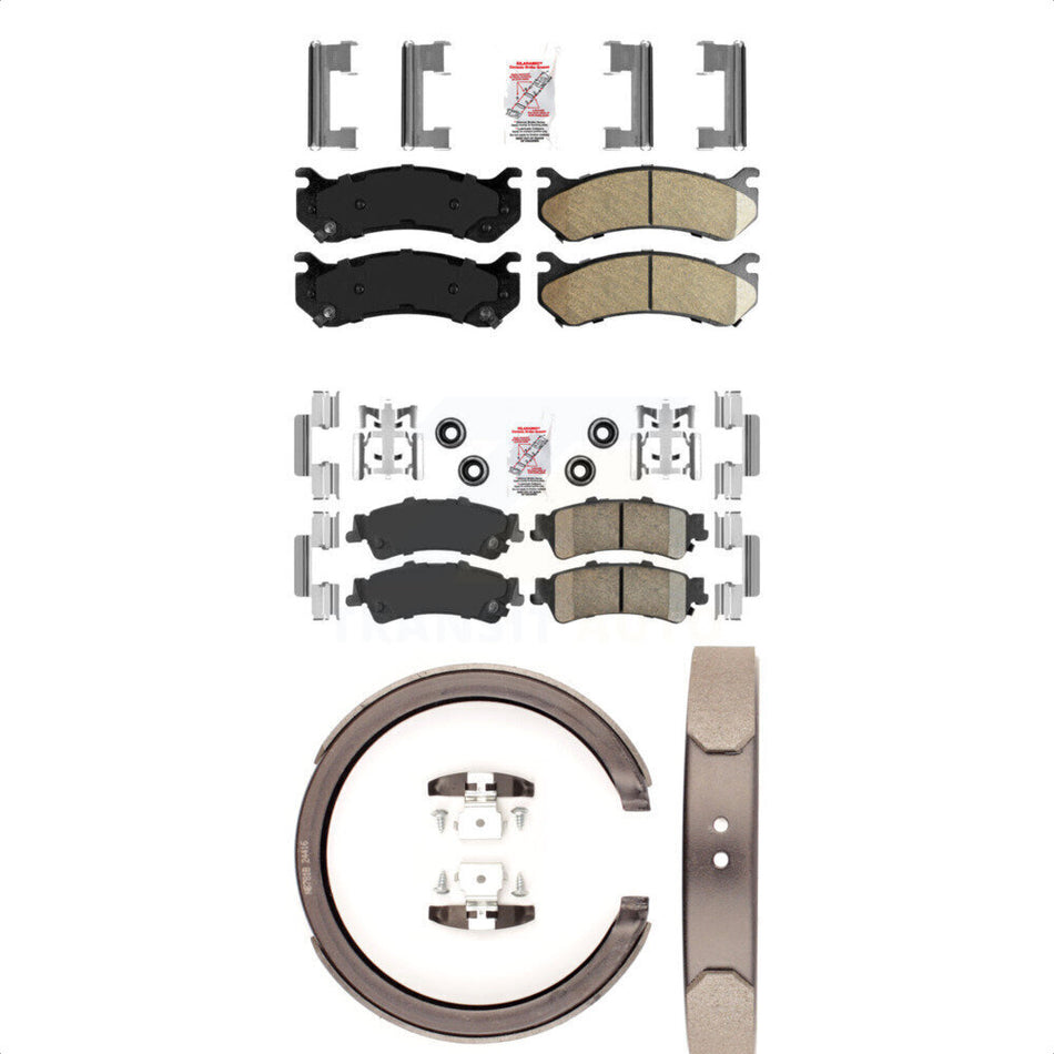 Front Rear Ceramic Disc Brake Pads And Parking Shoes Kit For Chevrolet GMC XL KNN-100389