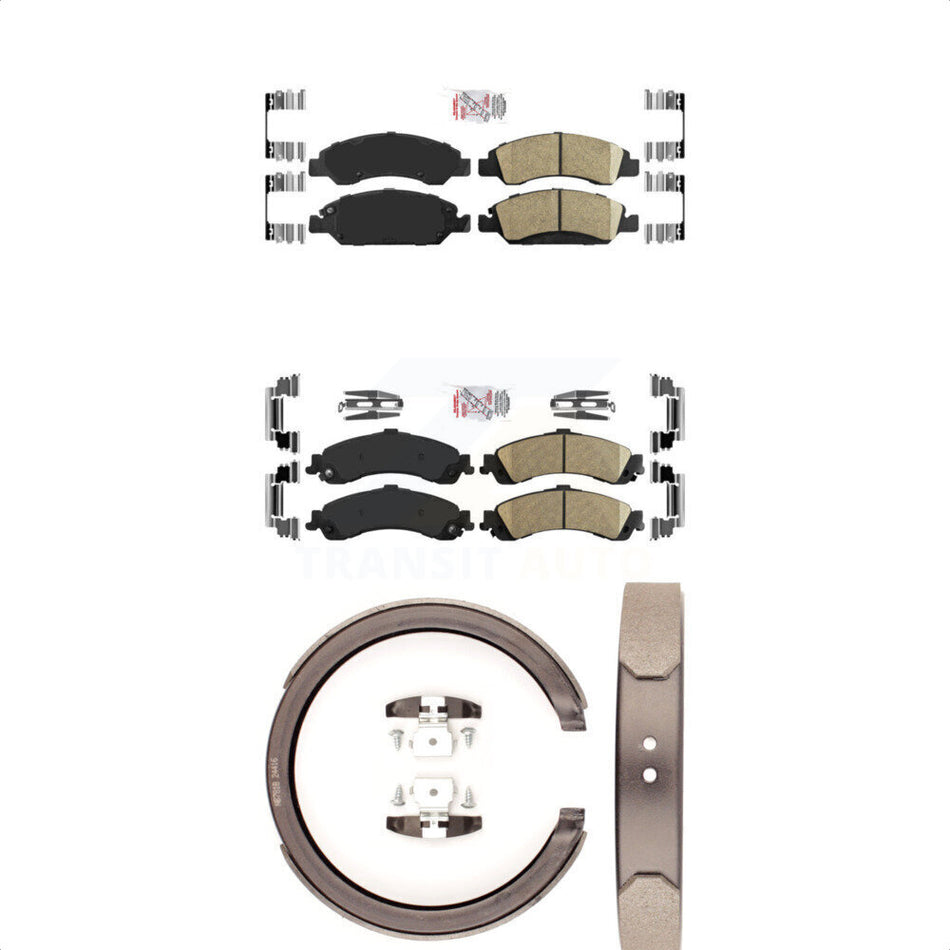 Front Rear Ceramic Disc Brake Pads And Parking Shoes Kit For Chevrolet 1500 KNN-100392