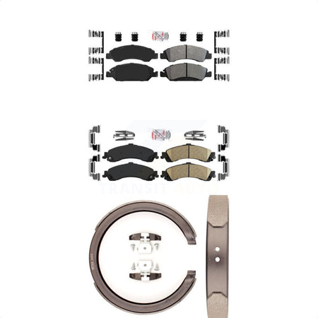 Front Semi-Metallic Rear Ceramic Disc Brake Pads And Parking Shoes Kit For GMC KNN-100393
