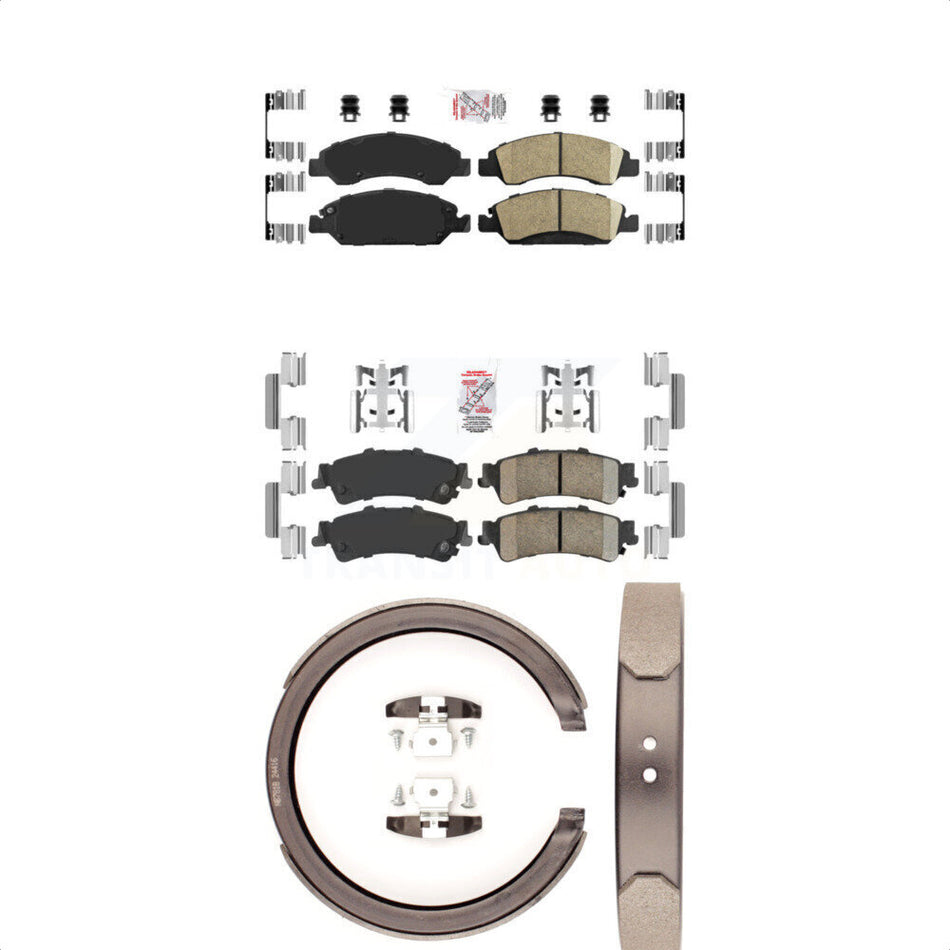 Front Rear Ceramic Disc Brake Pads And Parking Shoes Kit For Chevrolet GMC KNN-100394