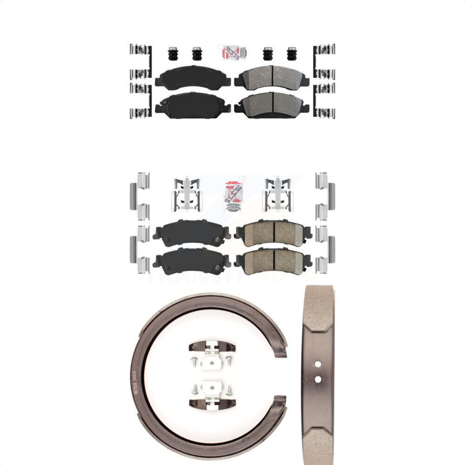 Front Semi-Metallic Rear Ceramic Disc Brake Pads And Parking Shoes Kit For GMC KNN-100396