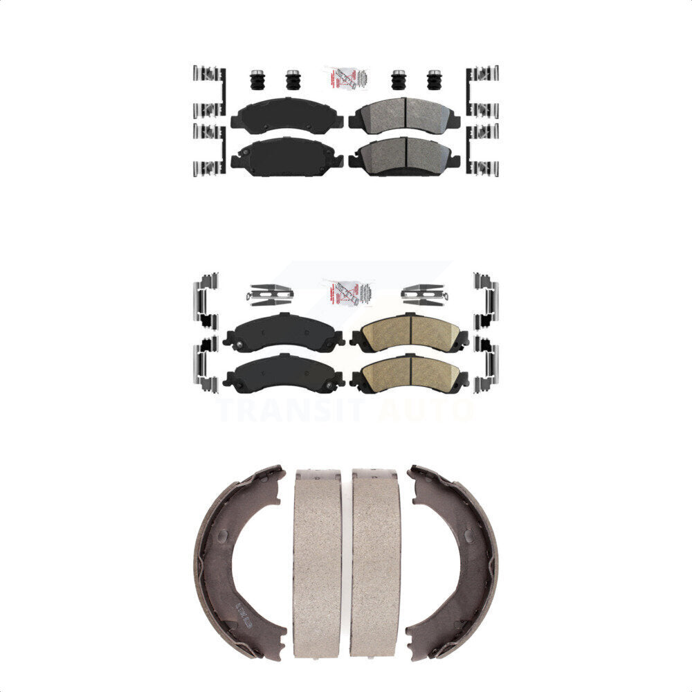 Front Semi-Metallic Rear Ceramic Disc Brake Pads And Parking Shoes Kit For GMC KNN-100402