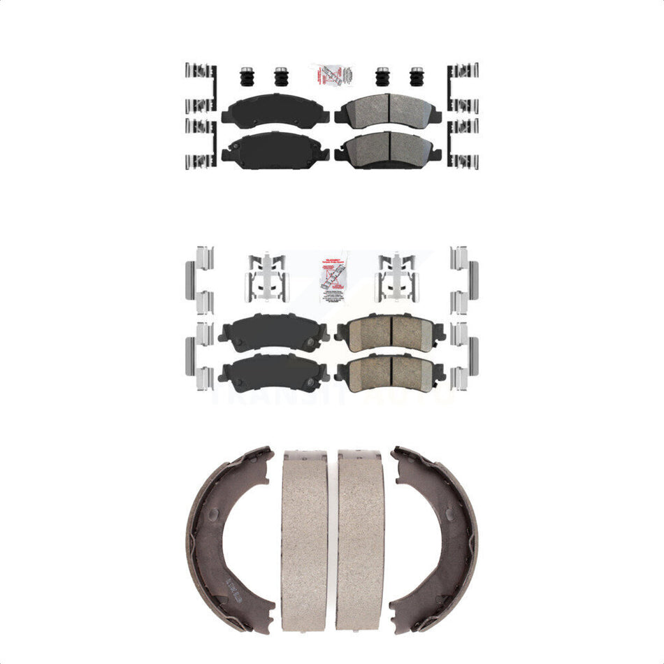 Front Semi-Metallic Rear Ceramic Disc Brake Pads And Parking Shoes Kit For GMC KNN-100405