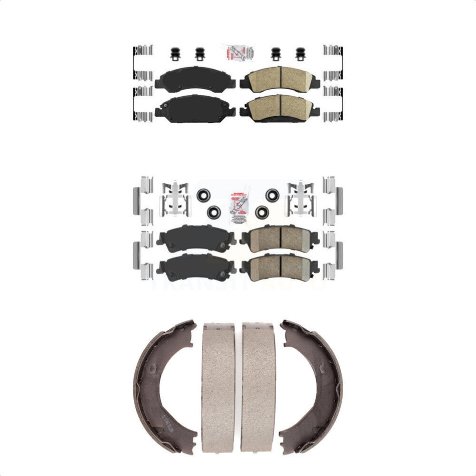 Front Rear Ceramic Disc Brake Pads And Parking Shoes Kit For Chevrolet 1500 KNN-100406