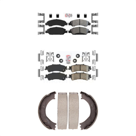 Front Semi-Metallic Rear Ceramic Disc Brake Pads And Parking Shoes Kit For GMC KNN-100408