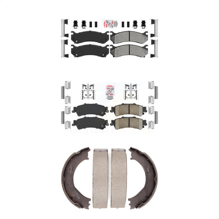 Front Semi-Metallic Rear Ceramic Disc Brake Pads And Parking Shoes Kit For GMC KNN-100412