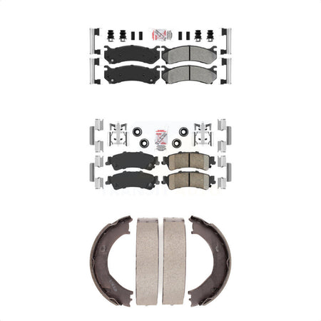 Front Semi-Metallic Rear Ceramic Disc Brake Pads And Parking Shoes Kit For GMC KNN-100414