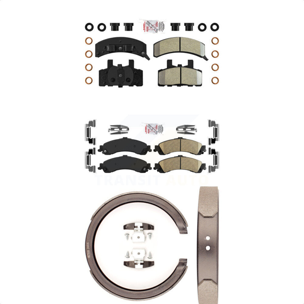 Front Semi-Metallic Rear Ceramic Disc Brake Pads And Parking Shoes Kit For KNN-100415