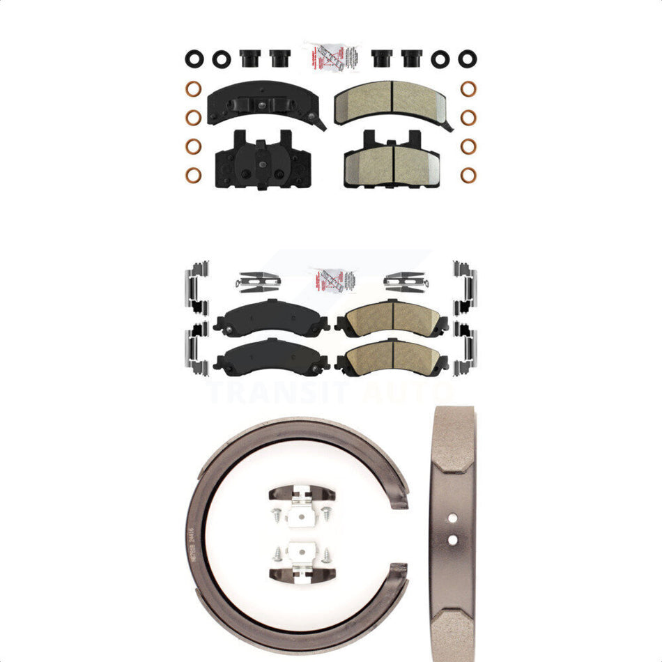 Front Semi-Metallic Rear Ceramic Disc Brake Pads And Parking Shoes Kit For KNN-100415