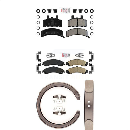 Front Semi-Metallic Rear Ceramic Disc Brake Pads And Parking Shoes Kit For KNN-100416