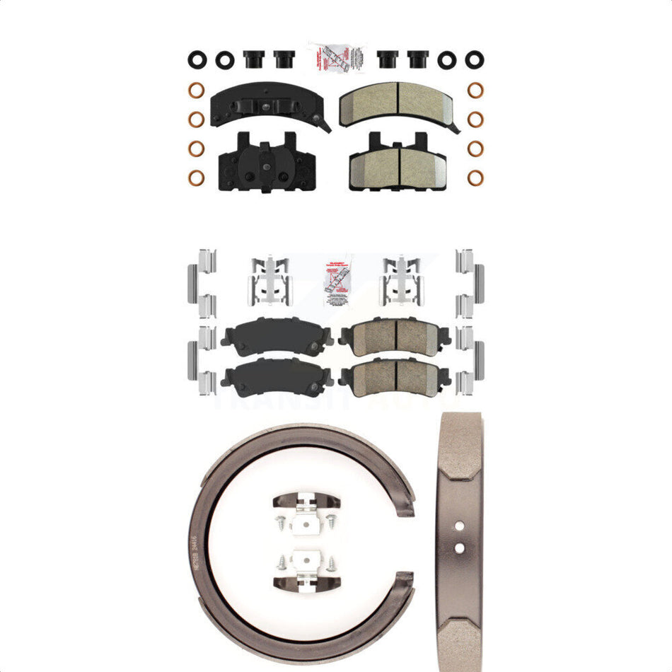 Front Semi-Metallic Rear Ceramic Disc Brake Pads And Parking Shoes Kit For KNN-100417