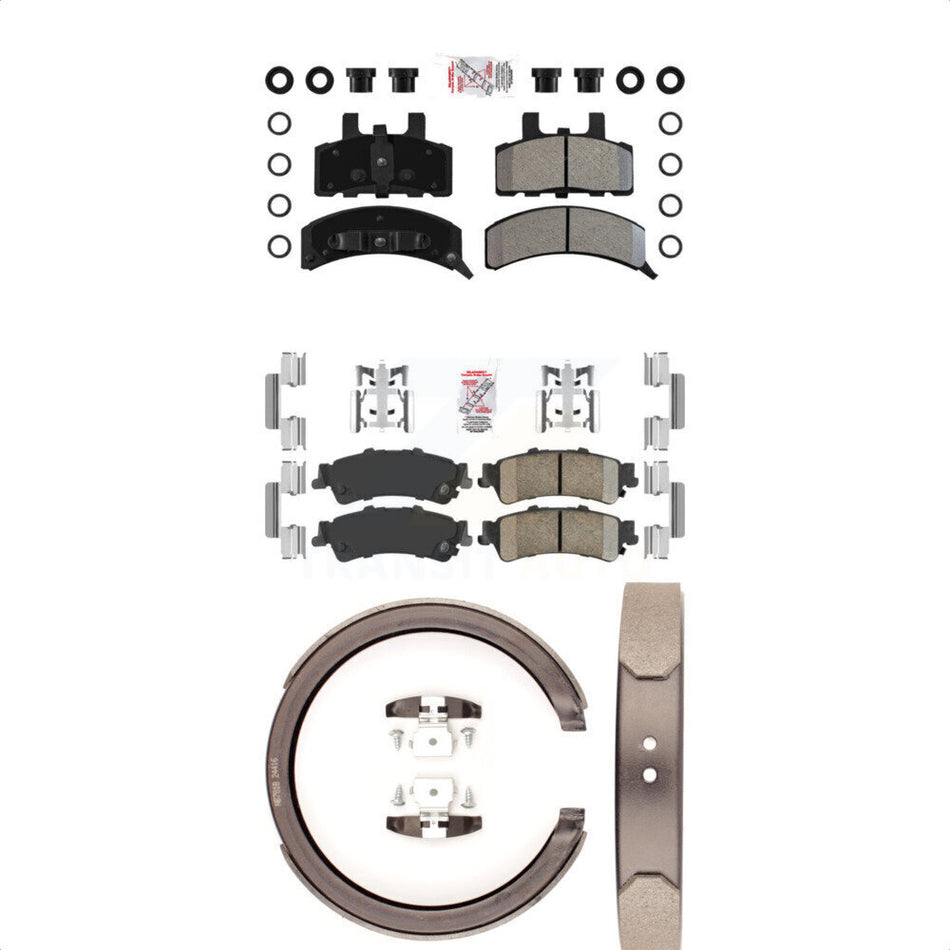 Front Semi-Metallic Rear Ceramic Disc Brake Pads And Parking Shoes Kit For KNN-100418