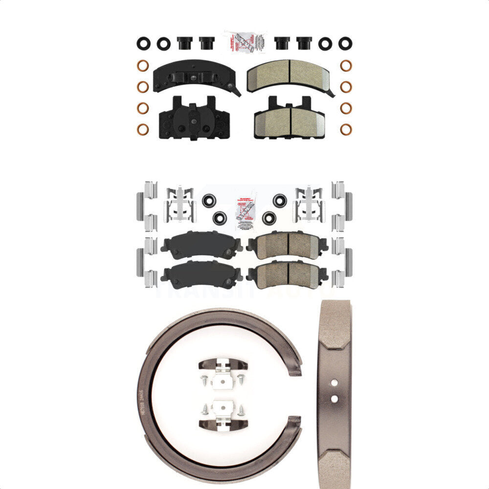 Front Semi-Metallic Rear Ceramic Disc Brake Pads And Parking Shoes Kit For KNN-100419