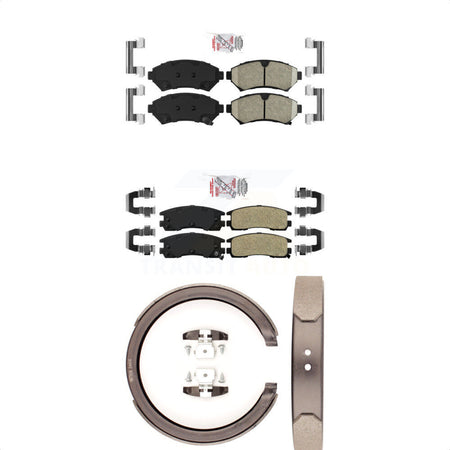 Front Ceramic Rear Semi-Metallic Disc Brake Pads And Parking Shoes Kit For KNN-100421