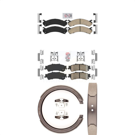 Front Rear Ceramic Disc Brake Pads And Parking Shoes Kit For Cadillac DTS KNN-100423