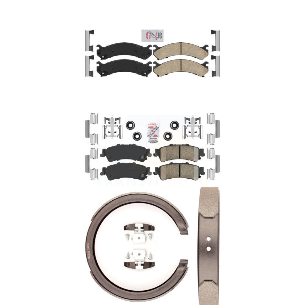 Front Rear Ceramic Disc Brake Pads And Parking Shoes Kit For Cadillac DTS KNN-100425