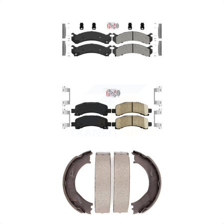 Front Semi-Metallic Rear Ceramic Disc Brake Pads And Parking Shoes Kit For GMC KNN-100428